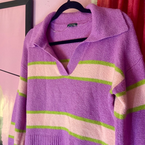 Wild Fable Orchid Campus–Ready Striped V Neck Pullover Sweater Women’s Small - Picture 2 of 5